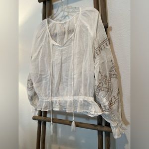 Boho Style White Blouse Size Small